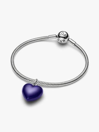 Charm Pendant Cœur Bombé Bleu