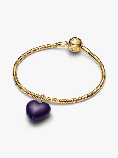 Charm Pendant Cœur Bombé Violet