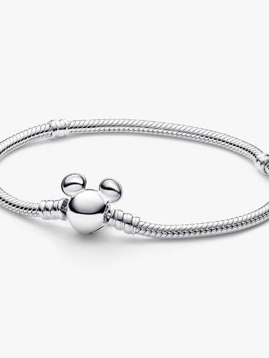 Bracelet Disney Maille Serpent Fermoir Mickey Pandora Moments