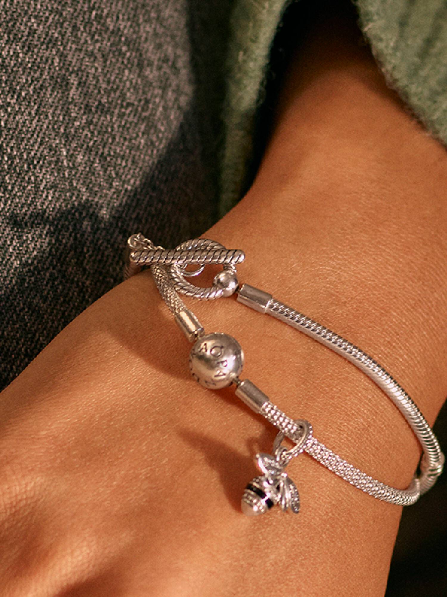 Bracelet Maille Serpent Fermoir en T Pandora Moments