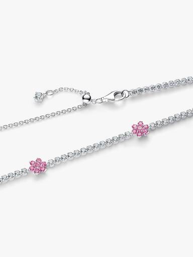 Collier Rivière Fleurs Roses