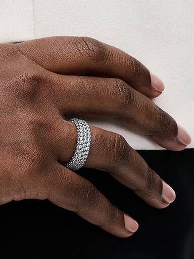 Bague Triple Rang Pavée Gravable