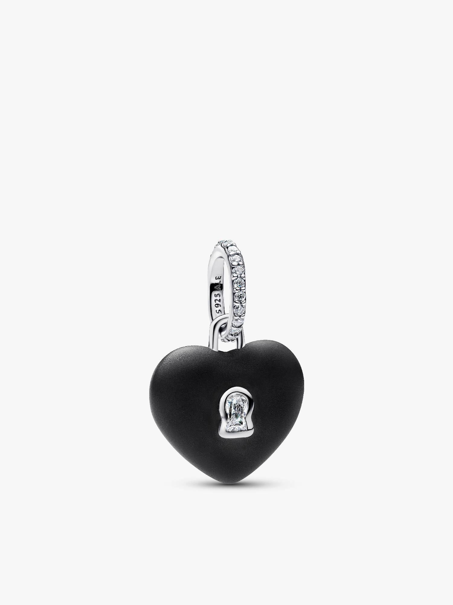 Charm Pendant Cadenas Cœur Céramique Noir Mat