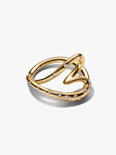 Bague Cœur Organique Sertie Dorée