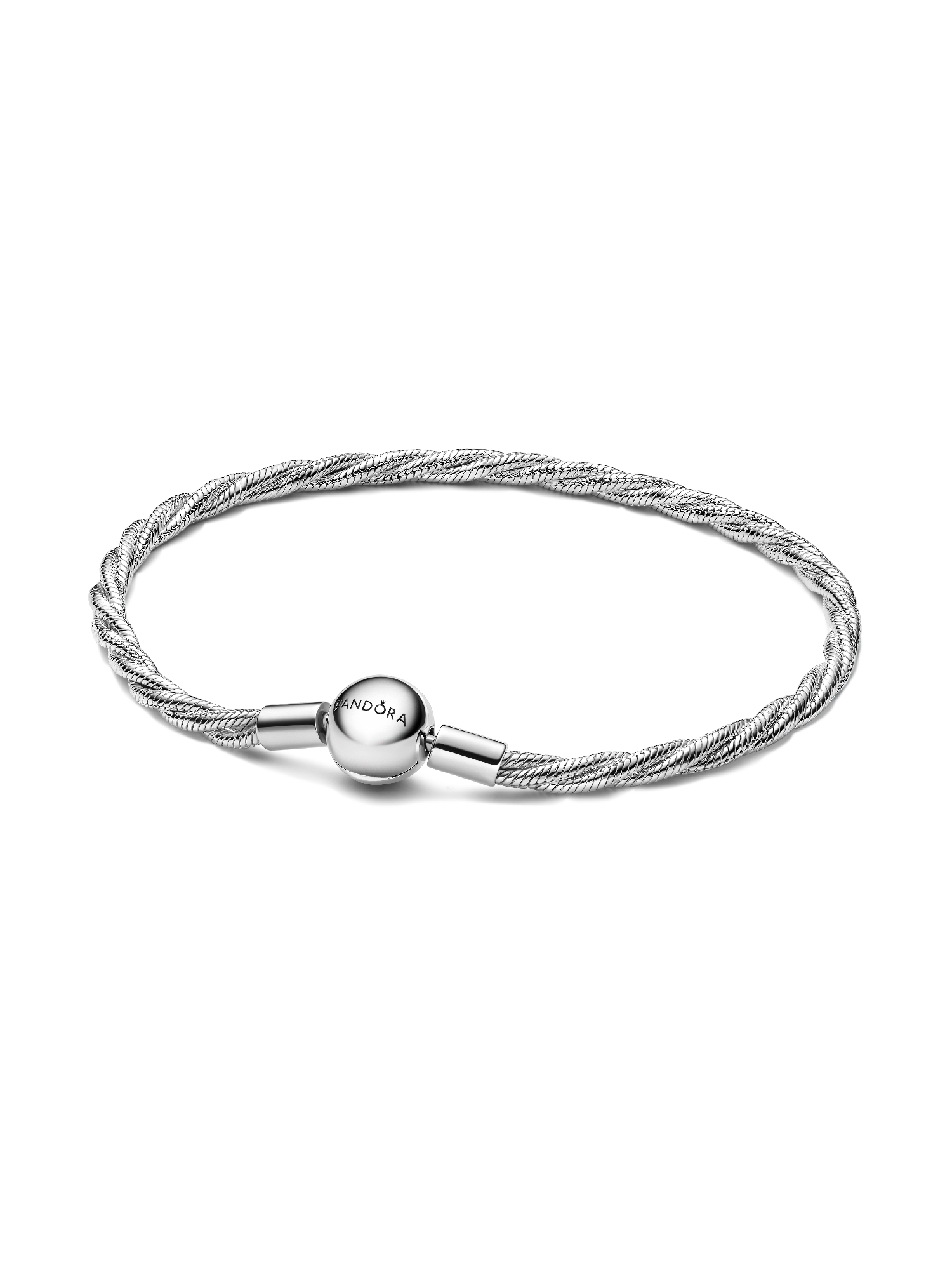 Bracelet Maille Serpent Torsadée Fermoir Pandora Rond