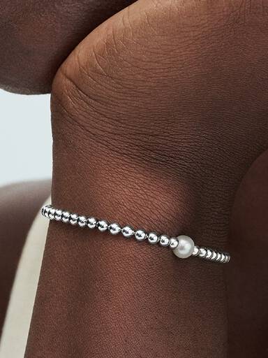 Bracelet Perle de Culture d'Eau Douce Traitée & Détails Sertis Grain