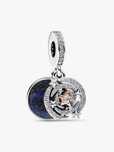 Charm Pendant Double Étoile Filante Bicolore