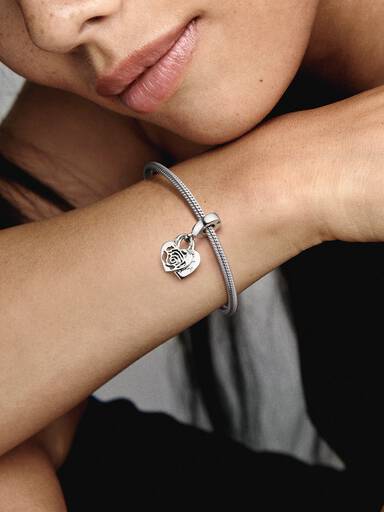 Charm Pendant Cadenas Cœur Rose