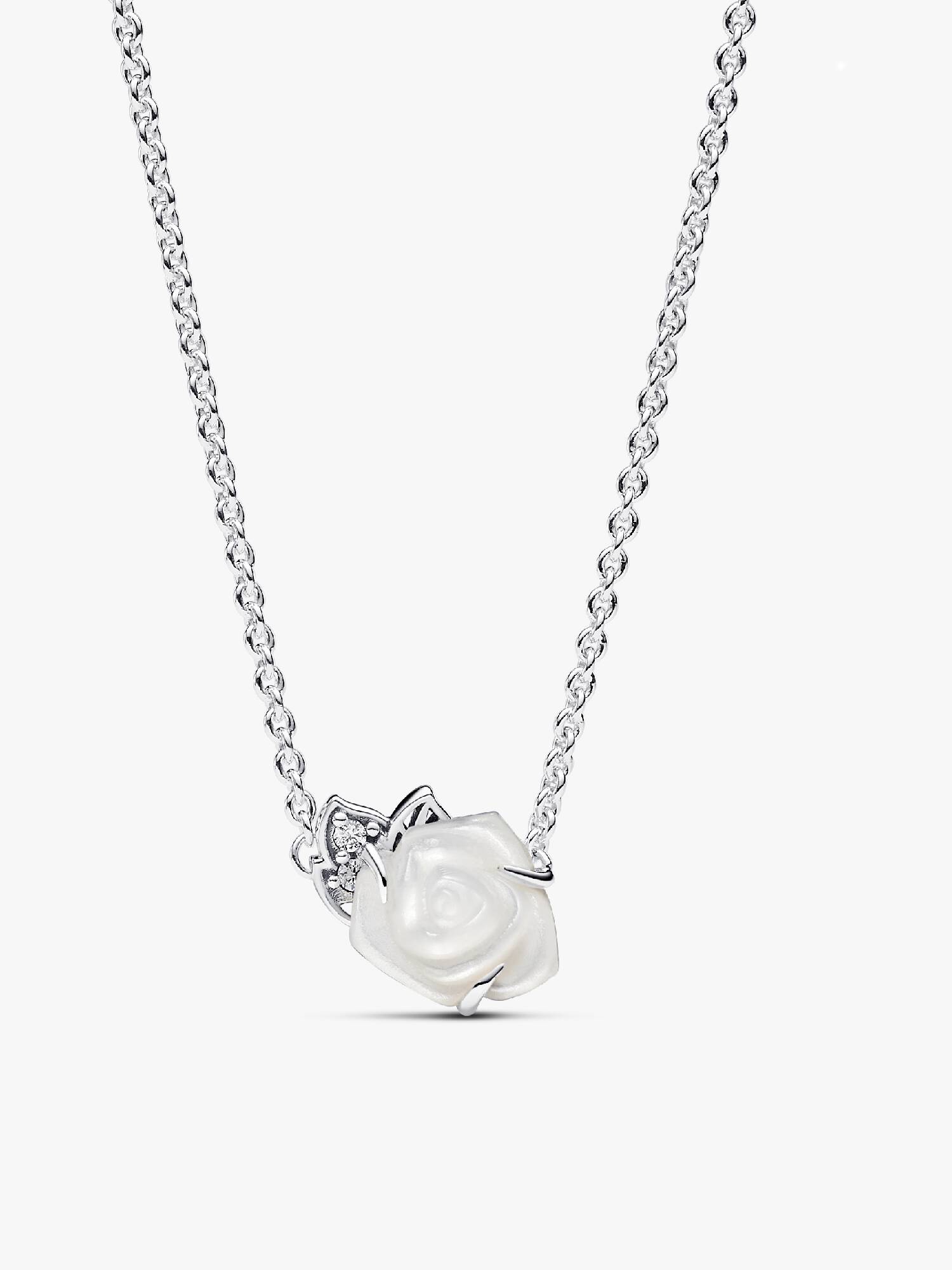 Collier Rose Blanche en Fleur