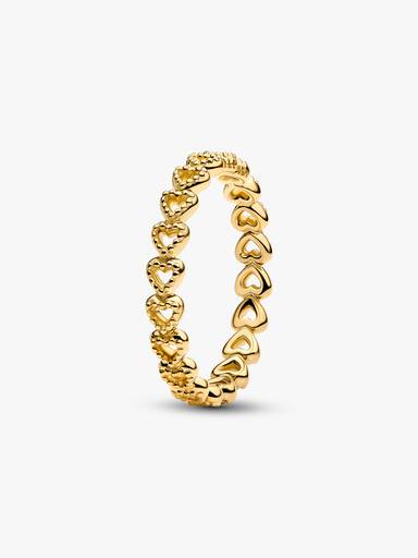Bague Couronne de Cœurs Dorée