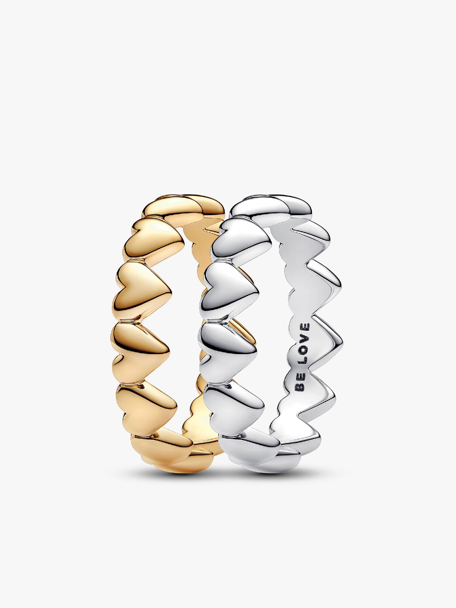Ensemble de Bagues Farandole de Cœurs Argent Massif & Métal doré à l'Or 14 carats