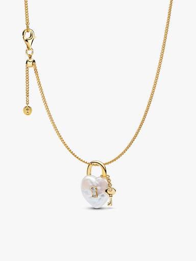 Coffret Cadeau Collier avec Pendentif Cadenas Perle Baroque