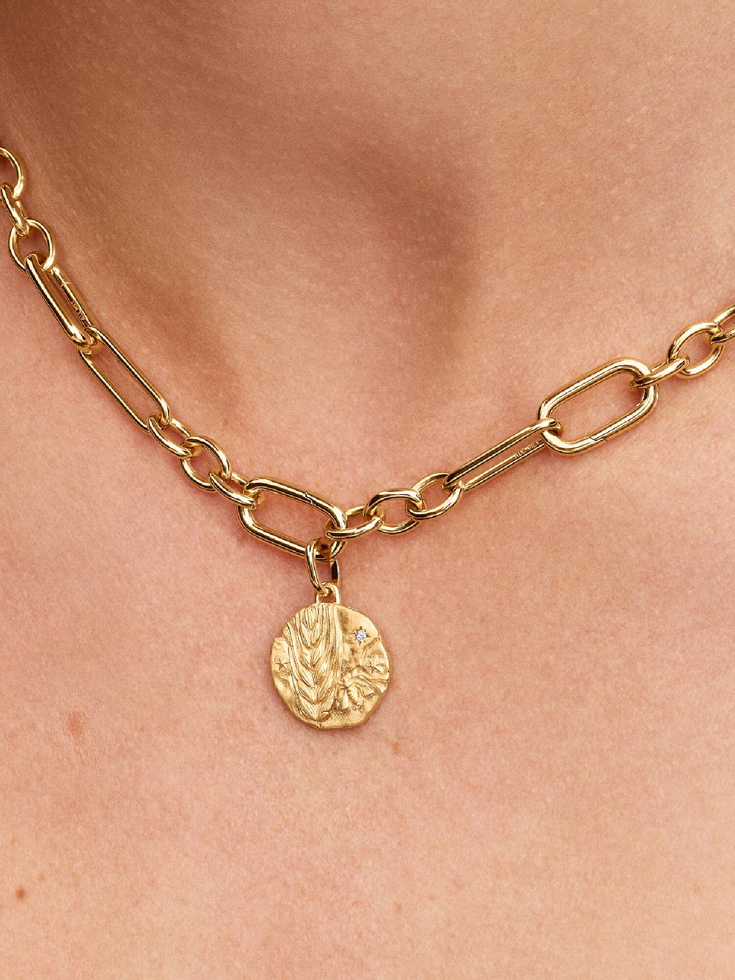 Charm Médaillon Épi de Blé Doré