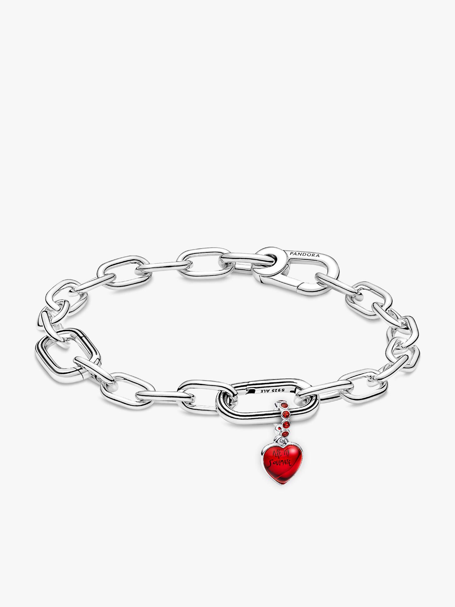 Coffret Cadeau Bracelet Chaîne à Petits Maillons et Charm Pendant Double Cœur Murano Rouge