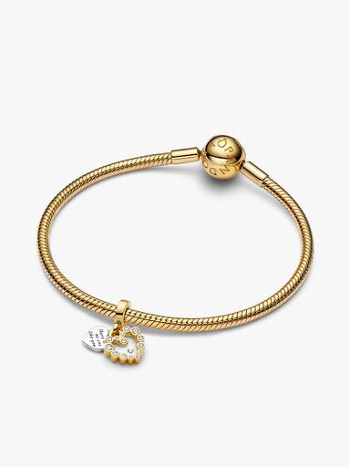 Charm Pendant Double Cœur Scintillant