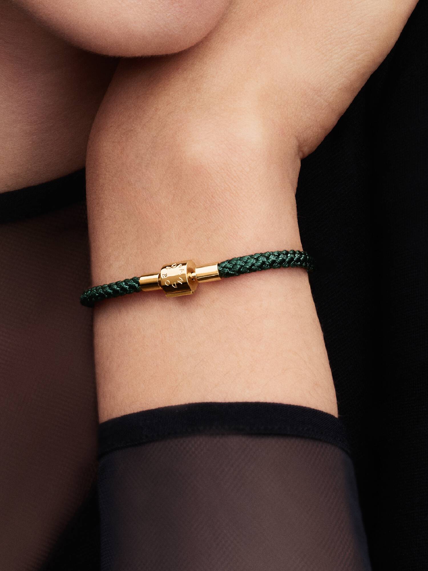 Bracelet Cordon Vert Scintillant