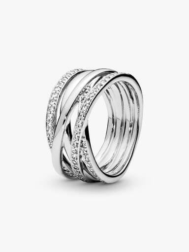 Bague Scintillante & Lignes Polies
