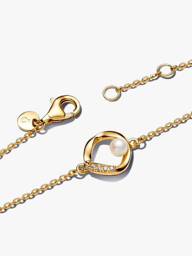 Bracelet Cercle Pavé de Forme Organique & Perle de Culture d'Eau Douce Traitée
