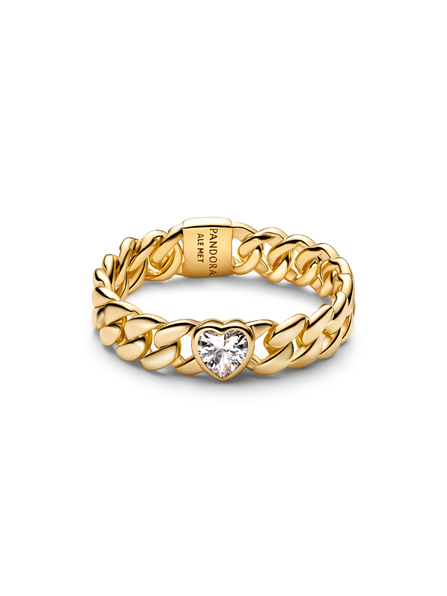 Bague Cœur Maille Cubaine Dorée