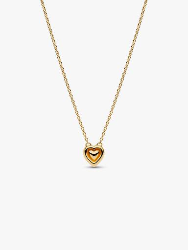Collier Cœur Halo Gravable Doré