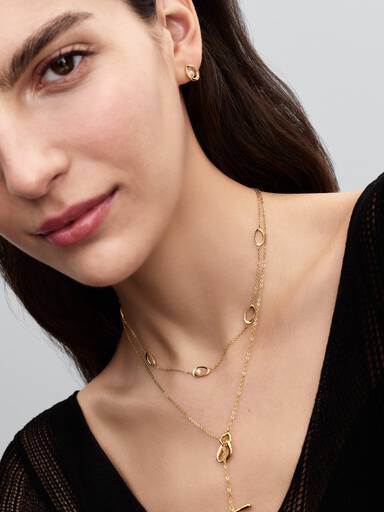 Collier Ovale de Forme Organique & Perle de Culture d'Eau Douce Traitée