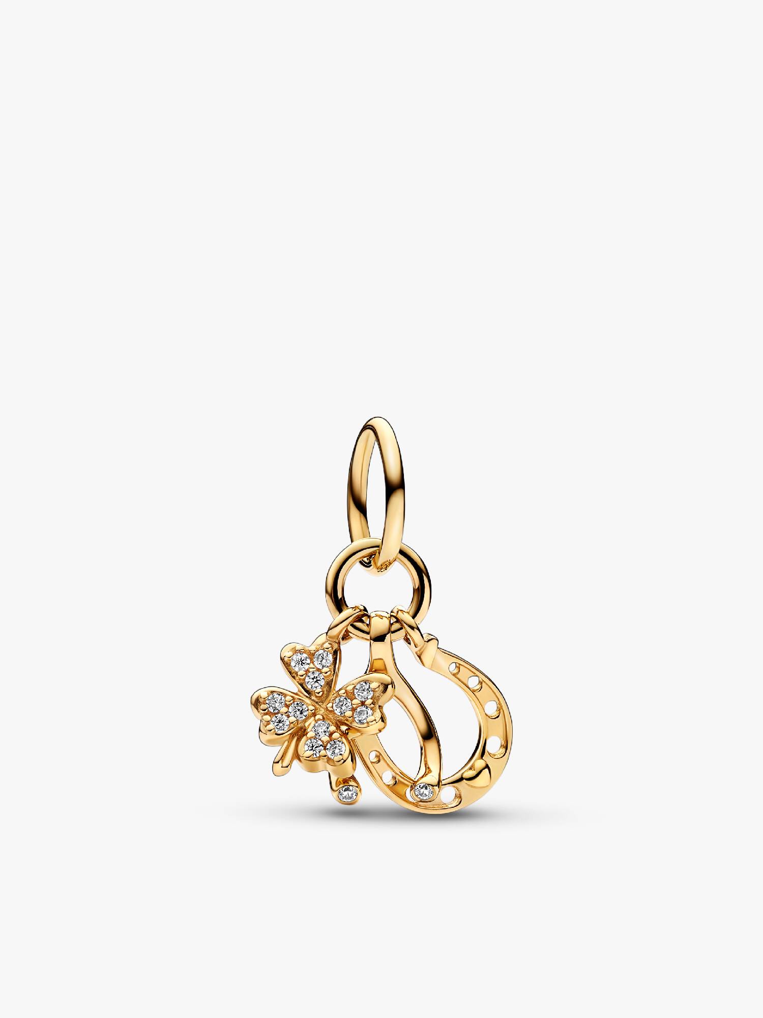 Charm Pendant Trèfle à Quatre Feuilles, Os des Vœux & Fer à Cheval