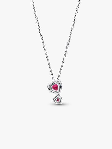 Collier à Pendentif Cœurs Halo Rouge