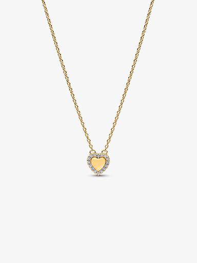 Collier Cœur Halo Gravable Doré