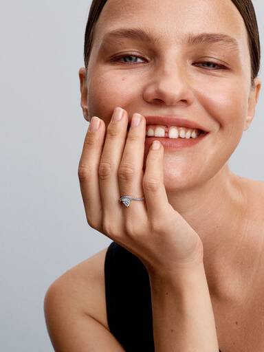 Bague Cœur Pavée Ondulée