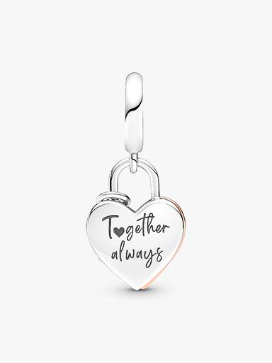 Charm Pendant Double Cadenas Cœur