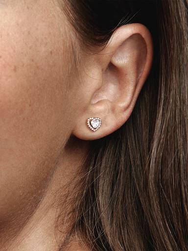 Clous d'Oreilles Cœurs Surélevés Scintillants