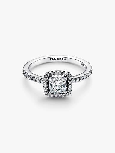 Bague Halo Carré Scintillante