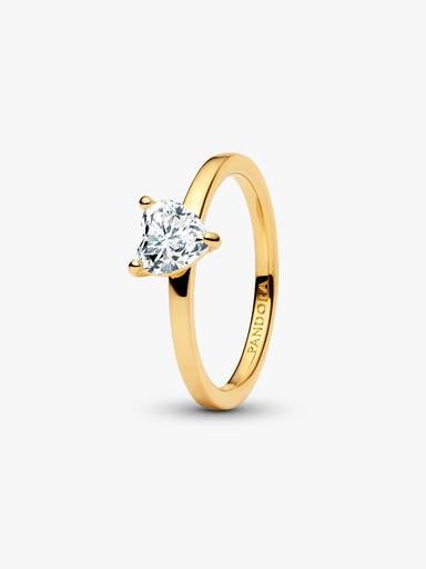 Bague Solitaire Cœur Incolore Scintillant