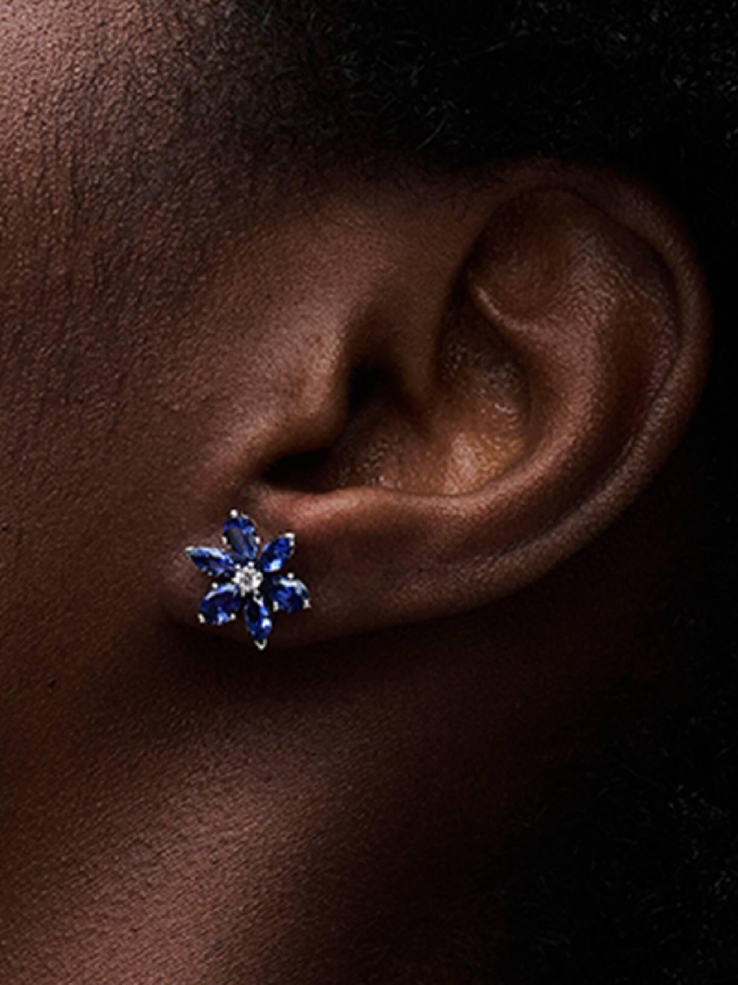 Clous d’Oreilles Herbier Bleu Scintillant