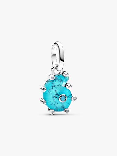Charm Pendant Escargot de Mer Verre de Murano Bleu