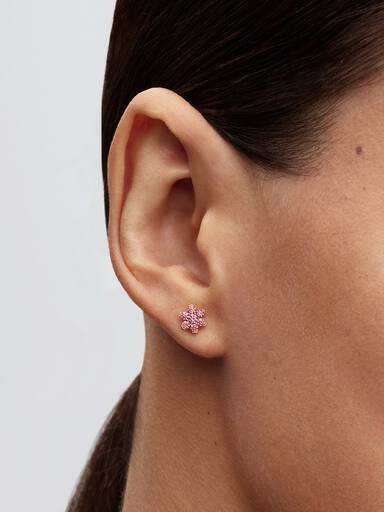 Clous d'Oreilles Fleur Rose Scintillante