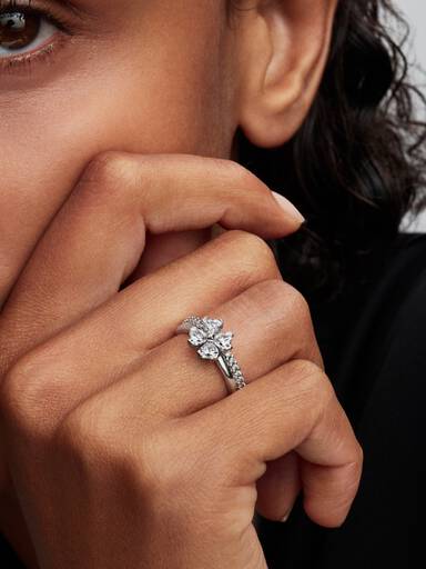 Bague Séparable Trèfle à Quatre Feuilles Scintillantes