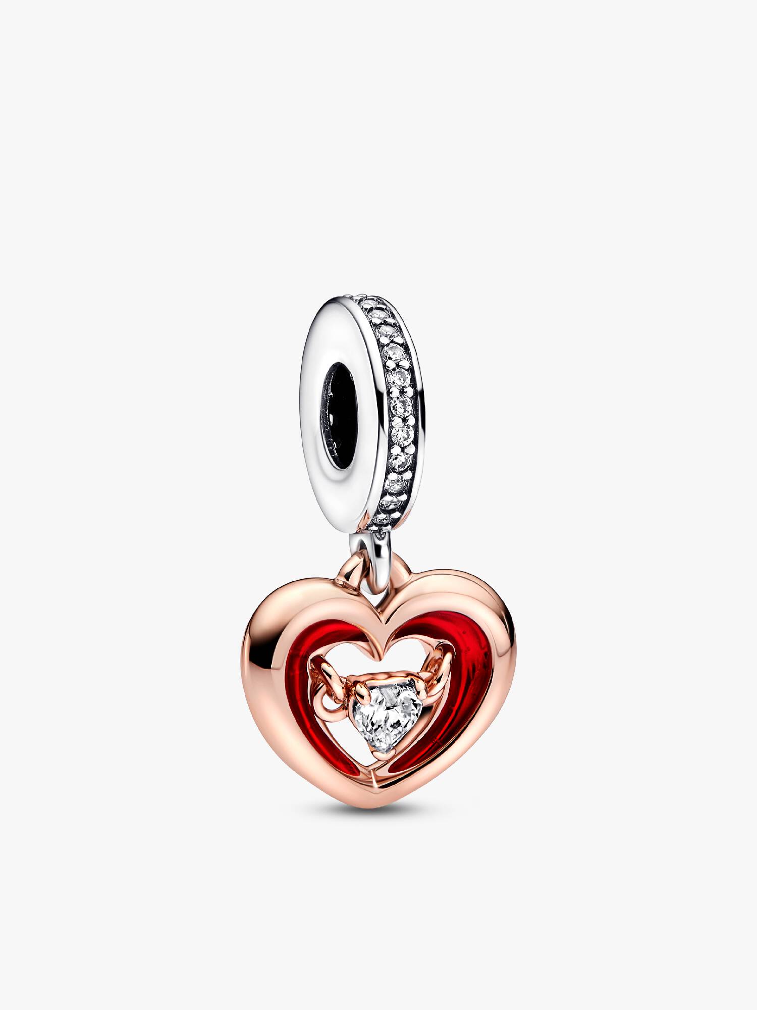 Charm Pendant Cœur Rayonnant Bicolore