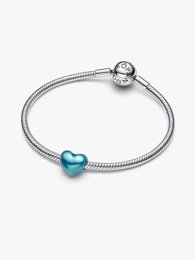 Charm Cœur Bleu Ciel Métallique