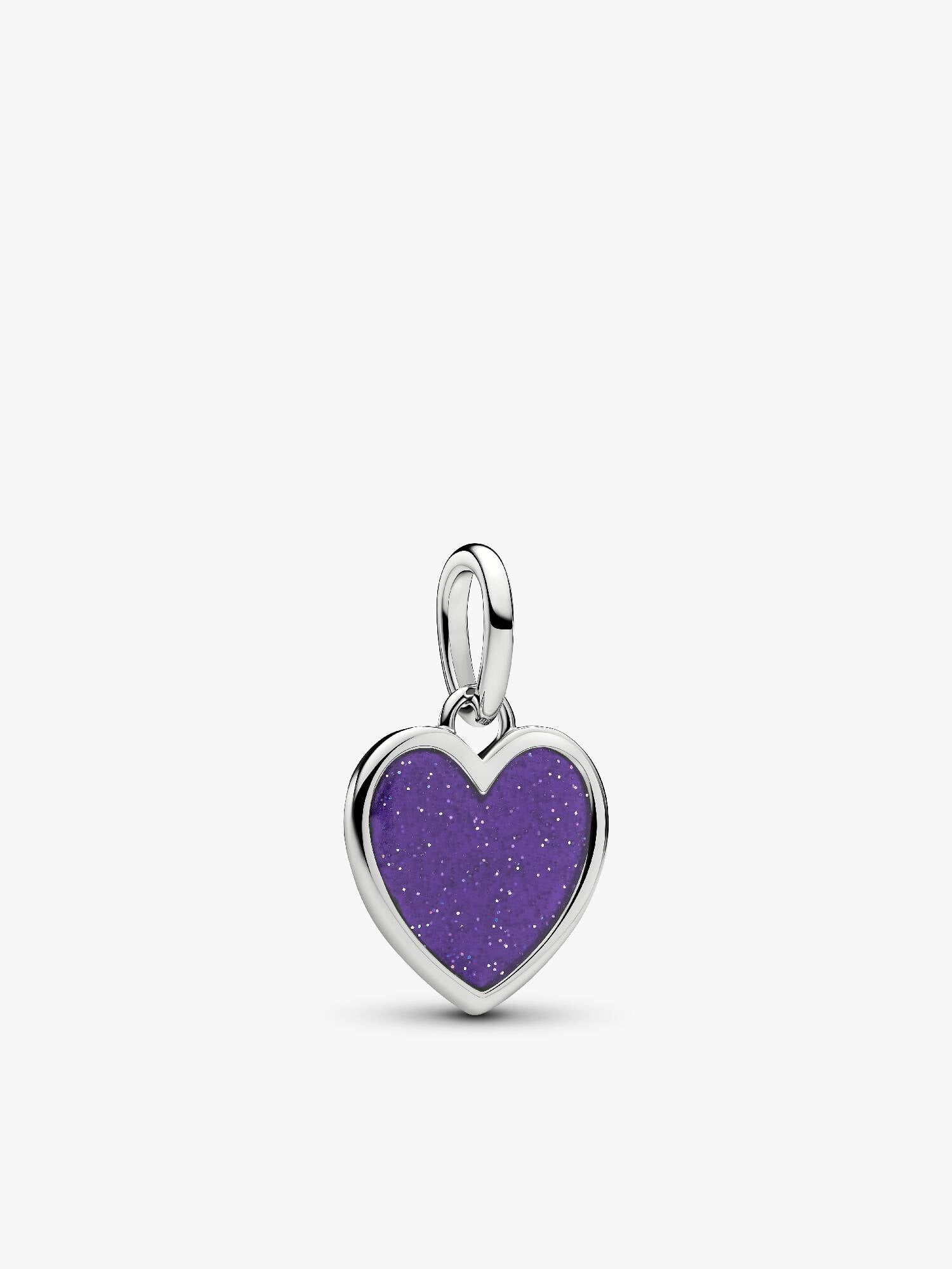 Charm Pendant Cœur Violet Gravable