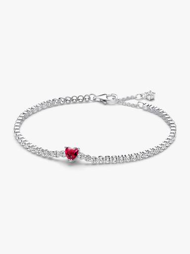 Bracelet Rivière Cœur Rouge Scintillant
