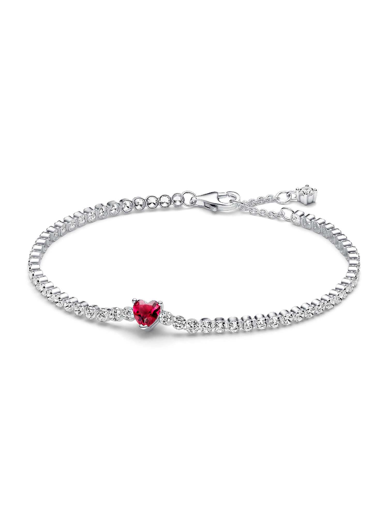 Bracelet Rivière Cœur Rouge Scintillant