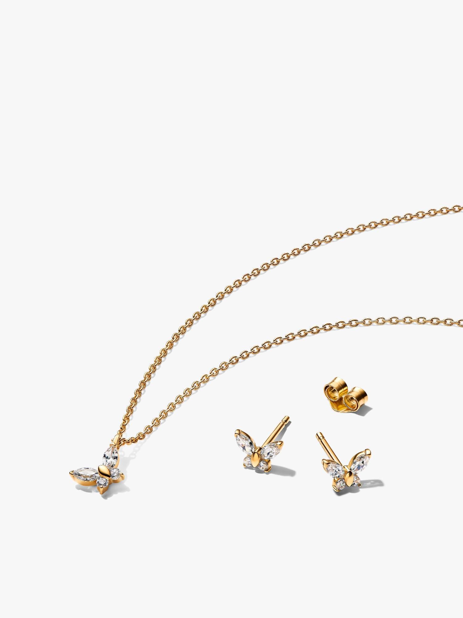 Parure Collier & Boucles d'Oreilles Papillon Doré