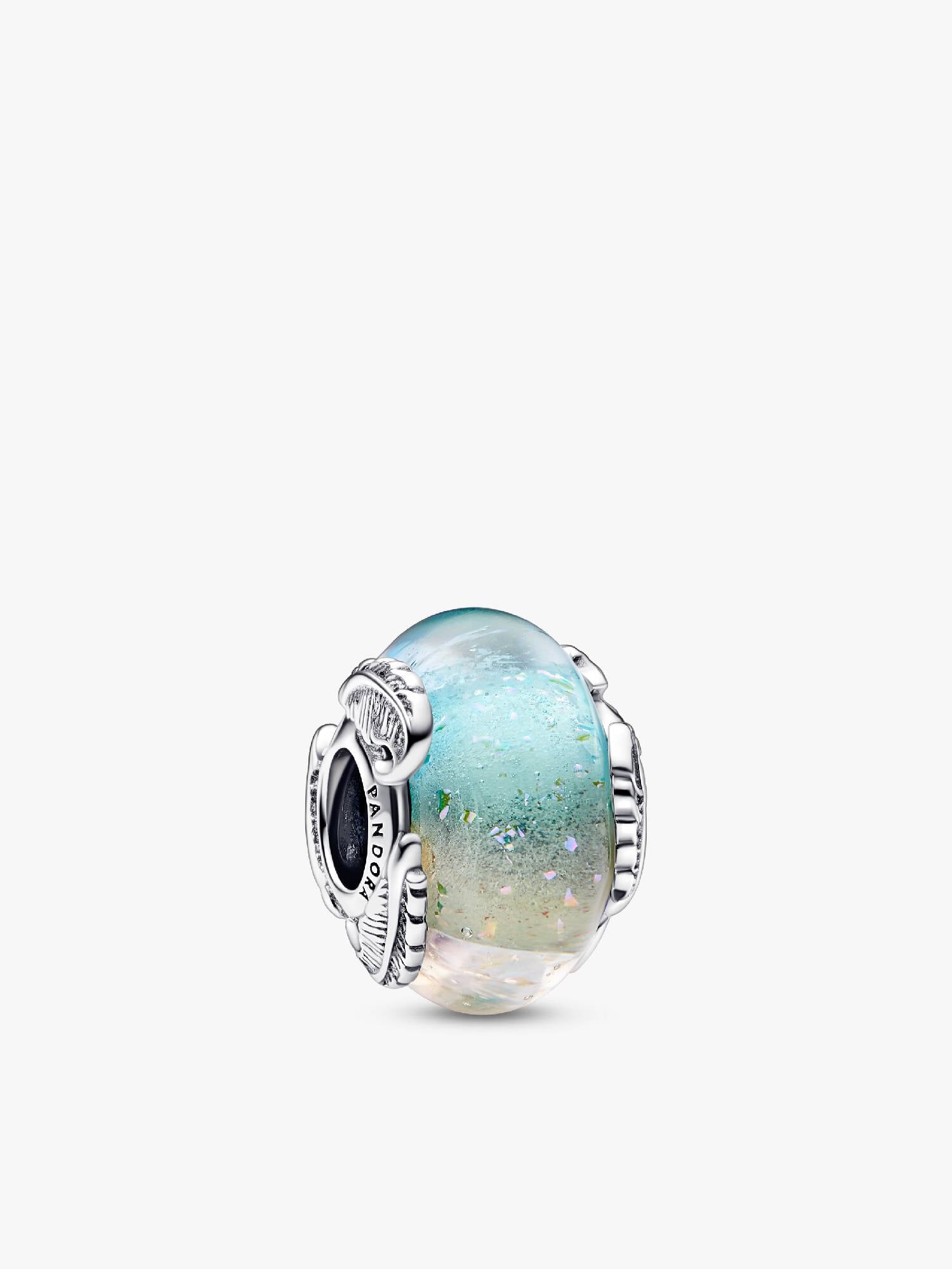 Charm Verre de Murano Multicolore & Plume Courbe