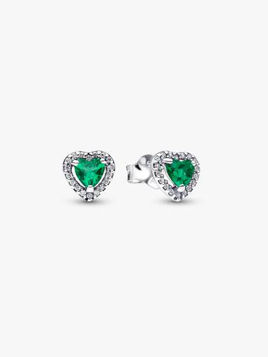 Clous d'Oreilles Cœurs Surélevés Verts
