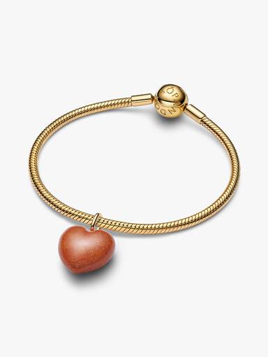 Charm Pendant Cœur Bombé Orange