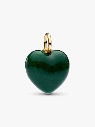 Charm Pendant Cœur Bombé Vert