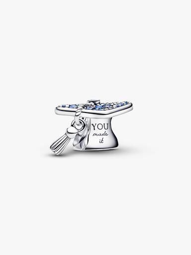 Charm Chapeau de Diplômé 2026 Bleu Scintillant