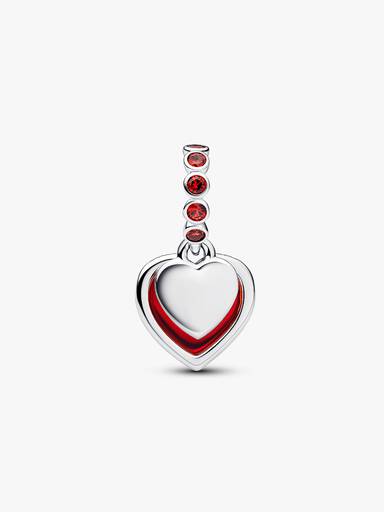 Charm Pendant Double Cœur Murano Rouge