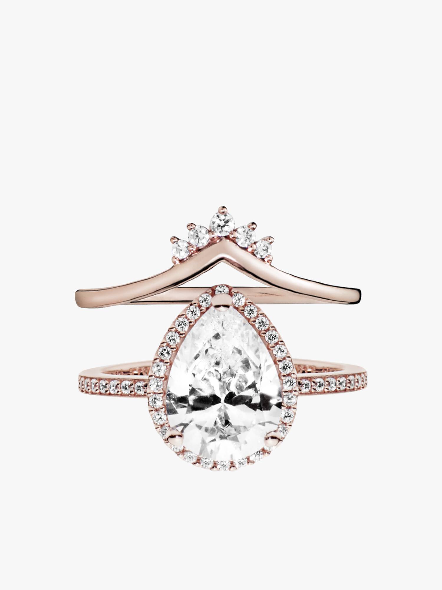 Coffret de bagues empilables Teardrop Halo Wishbone